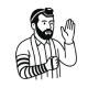 אדם שמאלי מניח בימין