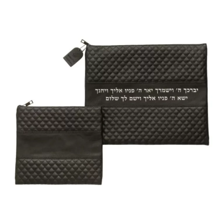 סט טלית תפילין דמוי עור שחור