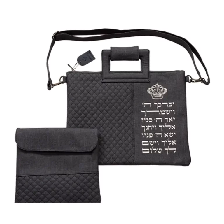 תיק טלית דמוי עור שחור – ברכת כהנים